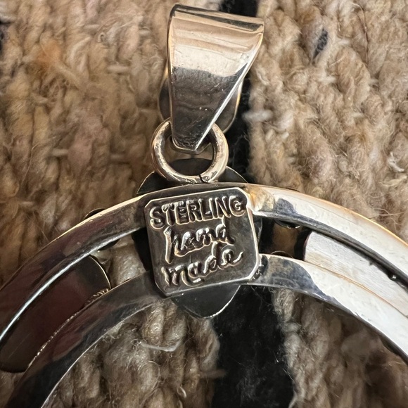 ❤️ Kingman Turquoise NAJA Sterling Navajo Decorative Pendant 13.5Gm / 2.31”L - Picture 4 of 13